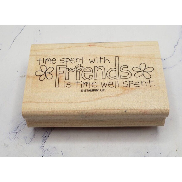 Stampin Up Time Spent With Friends Spring Floral Wood Mounted Rubber Stamp - Picture 1 of 7